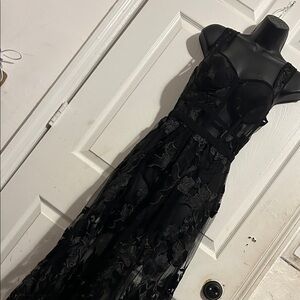 Chic Strapless Black Floral Dress